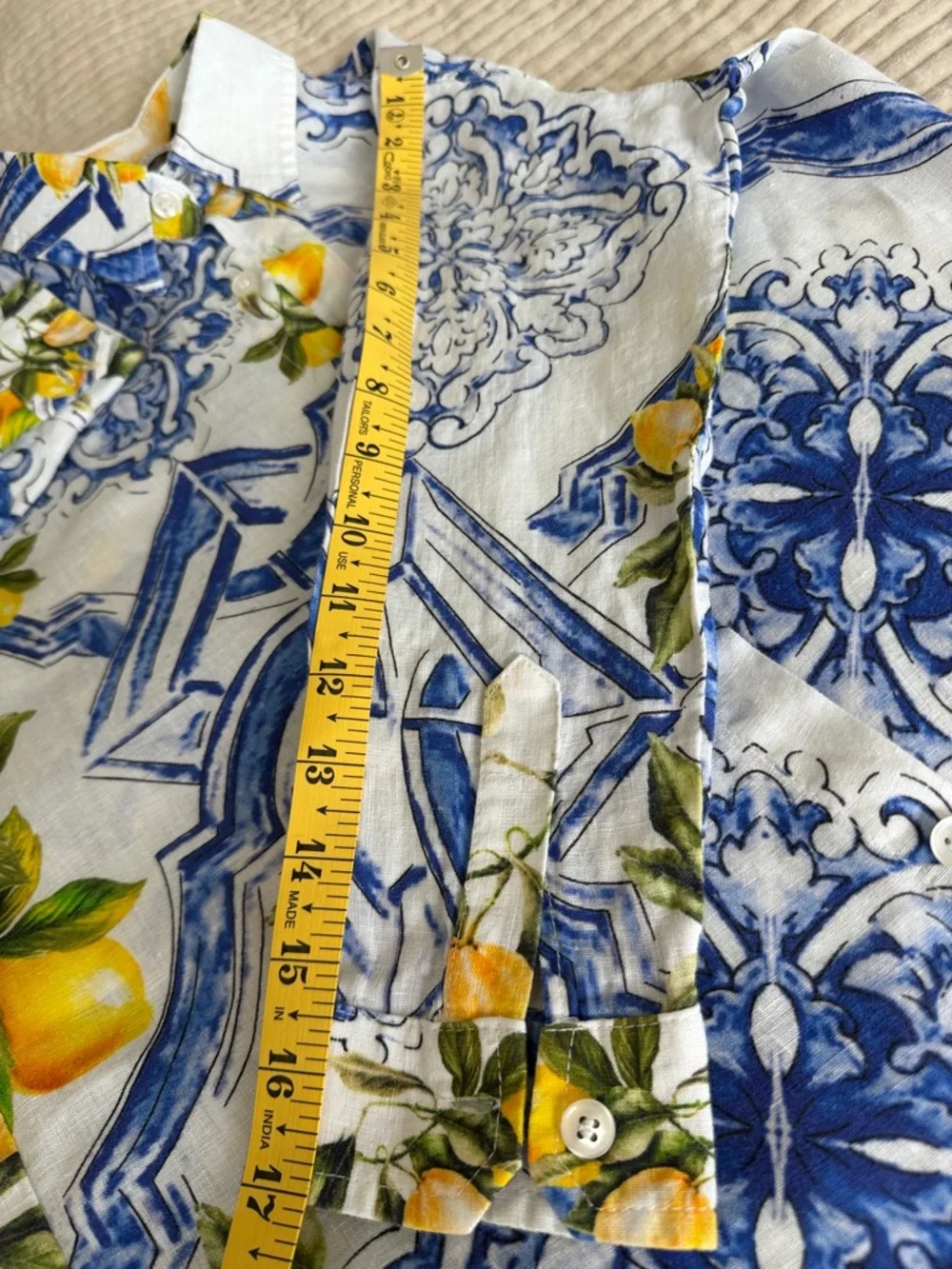 💯 Italian linen button down shirt. Classic lemons 🍋 print, boys ,girls Size XS-S